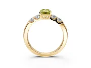 5 Stone Engagement Ring Setting for Fancy Yellow Emerald Cut Center with Plain Band and Prong Head in Yellow Gold