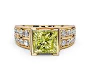 Bezel Engagement Ring Setting for Fancy Yellow Princess Cut Center with Wide Channel-Set Band and Bezel Head in Yellow Gold