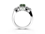 5 Stone Engagement Ring Setting for Fancy Green Cushion Cut Center with Equal Close-Set Accents and Prong Head in Platinum