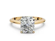 Solitaire Engagement Ring Setting for Radiant Cut Center with Knife Ridge Band and Claw Prong Head in Yellow Gold
