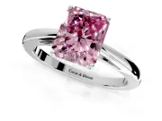 Solitaire Engagement Ring Setting for Fancy Pink Radiant Cut Center with Open Cathedral Shoulders and Prong Head in Platinum