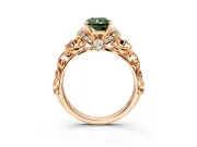 Solitaire Engagement Ring Setting for Fancy Green Radiant Cut Center with Filigree Band and Prong Head in Rose Gold