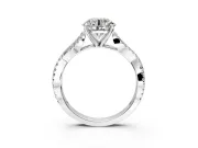Solitaire Engagement Ring Setting for Round Cut Center with Twisted Pave Split Shank and Prong Head in Platinum