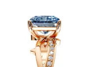 Solitaire Engagement Ring Setting for Fancy Blue Radiant Cut Center with Pave and Plain Crossover Band and Prong Head in Rose Gold