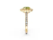 Milgrain Floral Halo Engagement Ring Setting for Fancy Yellow Round Cut Center with Pave Band and Prong Head in Yellow Gold