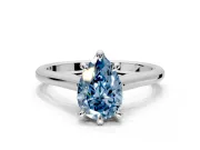 Solitaire Engagement Ring Setting for Fancy Blue Pear-Shaped Center with Cathedral Band and Prong Head in Platinum