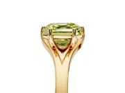 Solitaire Engagement Ring Setting for Fancy Yellow Asscher Cut Center with Plain Split Shank and Prong Head in Yellow Gold