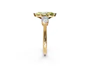 3 Stone Engagement Ring Setting for Fancy Yellow Marquise Center with Large Pear-Shaped Accents and Prong Head in Yellow Gold