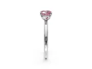 Hidden Halo Engagement Ring Setting for Fancy Pink Cushion Cut Center with Thin Rounded Band and Prong Head in Platinum