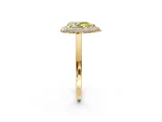 Halo Engagement Ring Setting for Fancy Yellow Pear-Shaped Center with Plain Tapered Band and Prong Head in Yellow Gold