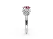 Leaf Cluster Engagement Ring Setting for Fancy Pink Round Cut Center with Marquise Accents and Prong Head in Platinum
