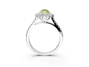 Milgrain Floral Halo Engagement Ring Setting for Fancy Yellow Marquise Center with Pave Band and Prong Head in Sterling Silver