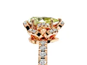 Halo Engagement Ring Setting for Fancy Yellow Pear-Shaped Center with Openwork Halo, Pave Band and Prong Head in Rose Gold