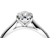 Solitaire Engagement Ring Setting for Pear-Shaped Center with Narrow Cathedral Band and Prong Head in White Gold