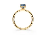 Low-Set Solitaire Engagement Ring Setting for Fancy Blue Princess Cut Center with Thin Plain Band and Prong Head in Yellow Gold
