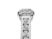 Solitaire Engagement Ring Setting for Cushion Cut Center with Round Cut Channel Band and Prong Head in Sterling Silver