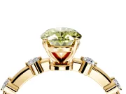 Solitaire Engagement Ring Setting for Fancy Yellow Oval Center with Bezel Station Band and Prong Head in Yellow Gold
