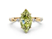 Solitaire Engagement Ring Setting for Fancy Yellow Marquise Center with Bezel Station Band and Prong Head in Yellow Gold