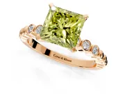 Solitaire Engagement Ring Setting for Fancy Yellow Princess Cut Center with Bezel-Dot Beaded Band and Prong Head in Rose Gold