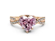 Solitaire Engagement Ring Setting for Fancy Pink Heart-Shaped Center with Narrow Twist Pave Band and Prong Head in Rose Gold