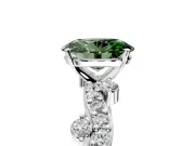 Solitaire Engagement Ring Setting for Fancy Green Oval Center with Bar-Station Pave Twist and Prong Head in Platinum
