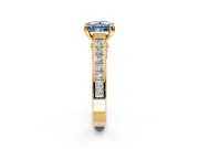 Solitaire Engagement Ring Setting for Fancy Blue Princess Cut Center with Channel Band and Double Claw Prong Head in Yellow Gold