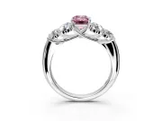 Cluster Engagement Ring Setting for Fancy Pink Emerald Cut Center with Round Cut Accent Frame and Prong Head in Platinum