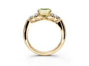 Cluster Engagement Ring Setting for Fancy Yellow Asscher Cut Center with Round Cut Accent Frame and Prong Head in Yellow Gold