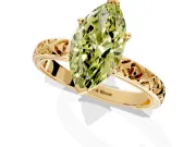 Solitaire Engagement Ring Setting for Fancy Yellow Marquise Center with XO Engraved Band and Prong Head in Yellow Gold
