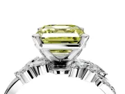 Solitaire Engagement Ring Setting for Fancy Yellow Asscher Cut Center with Marquise Accent Twist Band and Prong Head in White Gold