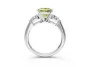 3 Stone Engagement Ring Setting for Fancy Yellow Princess Cut Center with Large Pear-Shaped Accents and Prong Head in White Gold