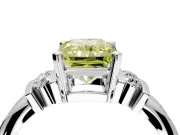 Solitaire Engagement Ring Setting for Fancy Yellow Radiant Cut Center with Grooved Bar Accent Band and Prong Head in White Gold