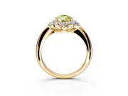 Small-Accent Cluster Halo Engagement Ring Setting for Fancy Yellow Pear-Shaped Center with Plain Band and Prong Head in Yellow Gold