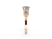 Cluster Engagement Ring Setting for Round Cut Center with 2-Row Shoulder Clusters and Prong Head in Rose Gold