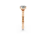 Solitaire Engagement Ring Setting for Round Cut Center with Bamboo Band and Prong Head in Rose Gold