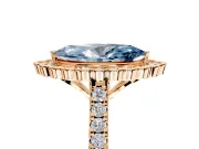 Milgrain Floral Halo Engagement Ring Setting for Fancy Blue Marquise Center with Pave Band and Prong Head in Rose Gold