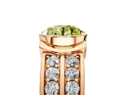 Bezel Engagement Ring Setting for Fancy Yellow Round Cut Center with Wide Channel-Set Band and Bezel Head in Rose Gold