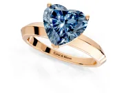Solitaire Engagement Ring Setting for Fancy Blue Heart-Shaped Center with Wide Knife Ridge Band and Prong Head in Rose Gold