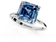 Minimalist Solitaire Engagement Ring Setting for Fancy Blue Asscher Cut Center with Thin Band and Prong Head in Platinum