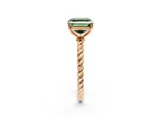 Solitaire Engagement Ring Setting for Fancy Green Asscher Cut Center with Plain Twisted Rope Band and Prong Head in Rose Gold
