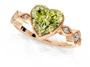 Vintage Station Engagement Ring Setting for Fancy Yellow Heart-Shaped Center with Accents and Prong Head in Rose Gold