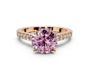 Solitaire Engagement Ring Setting for Fancy Pink Round Cut Center with Crossover Accents and Prong Head in Rose Gold
