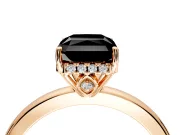 Solitaire Engagement Ring Setting for Fancy Black Radiant Cut Center with Fine Wire Band and Prong Head in Rose Gold