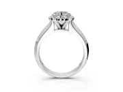 Halo Engagement Ring Setting for Round Cut Center with Knife Ridge Cathedral Band and Prong Head in Platinum