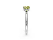 Hidden Halo Engagement Ring Setting for Fancy Yellow Cushion Cut Center with Thin Round-Wire Band and Prong Head in White Gold