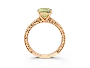 Solitaire Engagement Ring Setting for Fancy Yellow Princess Cut Center with Engraved Milgrain Band and Prong Head in Rose Gold