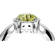Halo Engagement Ring Setting for Fancy Yellow Round Cut Center with Tapered Plain Band and Prong Head in Platinum