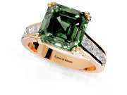 Solitaire Engagement Ring Setting for Fancy Green Asscher Cut Center with Channel Band and Double Claw Prong Head in Rose Gold