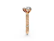 Rope Engagement Ring Setting for Heart-Shaped Center with Accent Shoulders and Prong Head in Rose Gold