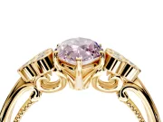 Cluster Engagement Ring Setting for Fancy Pink Marquise Center with Bezel Accent Clusters and Prong Head in Yellow Gold